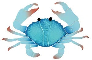 Artistry In Mosaics Crab 8 Aqua Porcelain Pool Design 5" x 8"